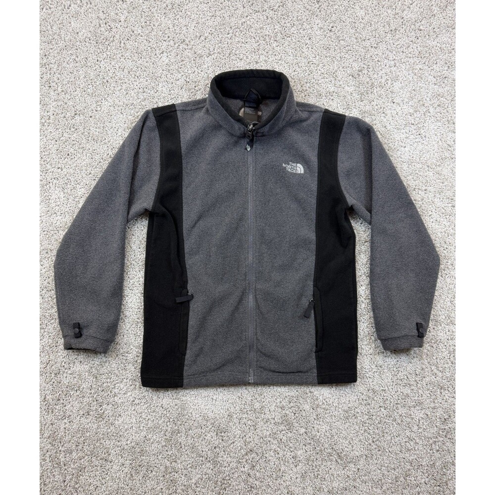 The North Face Womens Large Gray Black Polartec Fleece Full Zip Jacket Outdoor